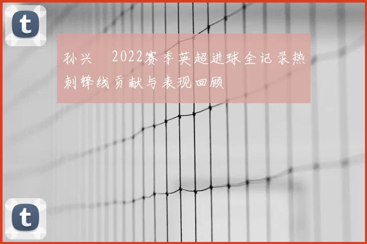 孙兴慜2022赛季英超进球全记录热刺锋线贡献与表现回顾